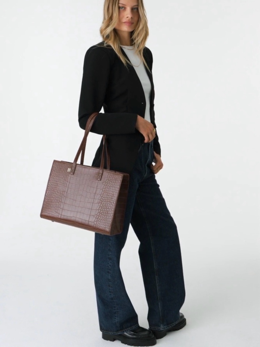 BEIS The Work Tote in Maple Croc - Picture 11 of 12